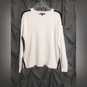 Banana Republic Crew Neck Long Sleeve Sweater Off White/Black Womens Medium
